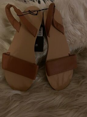 Women’s Tan Leather-Look Slingback Sandals - Casual Summer Style